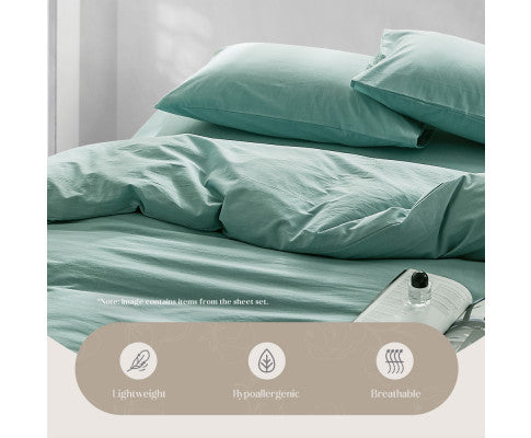 Cosy Club Duvet Cover Quilt Set King Flat Cover Pillow Case Essential Green Cosy Club