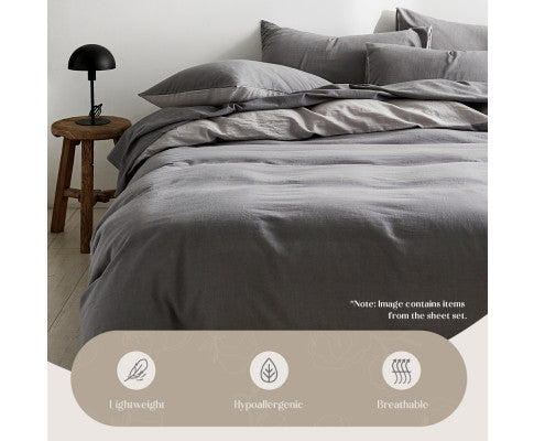 Cosy Club Duvet Cover Quilt Set King Flat Cover Pillow Case Grey Inspired Cosy Club