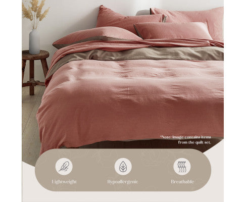 Cosy Club Duvet Cover Quilt Set Flat Cover Pillow Case Blush Beige Inspired Cosy Club