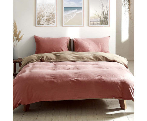 Cosy Club Duvet Cover Quilt Set Flat Cover Pillow Case Blush Beige Inspired Cosy Club