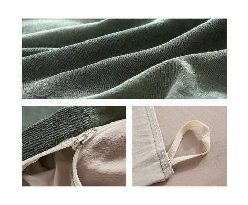 Cosy Club Quilt Cover Set Cotton Duvet - Green Beige Cosy Club