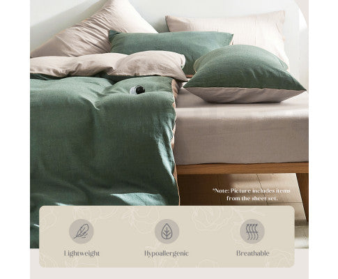 Cosy Club Quilt Cover Set Cotton Duvet - Green Beige Cosy Club