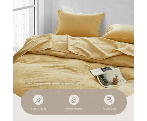 cosy Club Duvet Cover Quilt Set King Flat Cover Pillow Case Essential Yellow Cosy Club