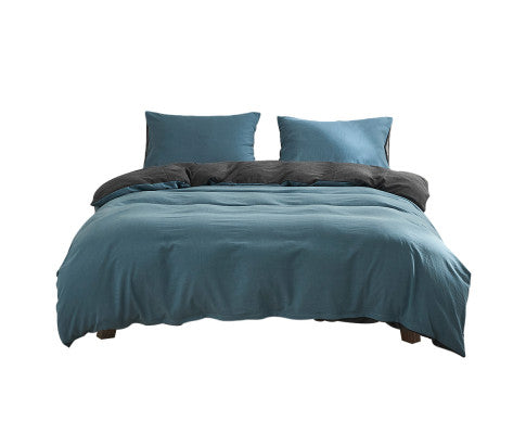 Cosy Club Quilt Cover Set Cotton Duvet - Blue Dark Blue Cosy Club