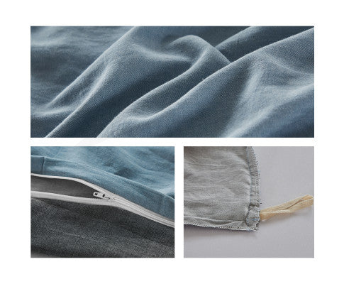 Cosy Club Quilt Cover Set Cotton Duvet - Blue Dark Blue Cosy Club