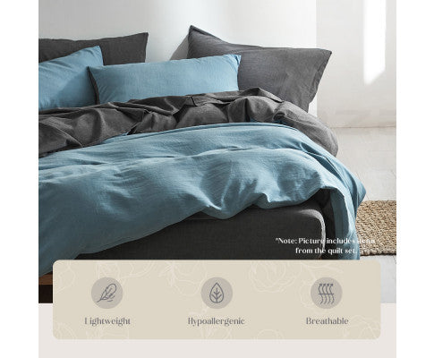 Cosy Club Quilt Cover Set Cotton Duvet - Blue Dark Blue Cosy Club