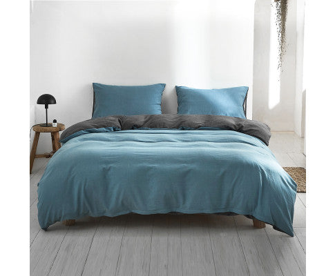 Cosy Club Quilt Cover Set Cotton Duvet - Blue Dark Blue Cosy Club