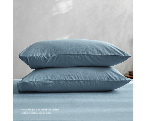 Cosy Club Duvet Cover Quilt Set King Flat Cover Pillow Case Grey Essential Blue Cosy Club