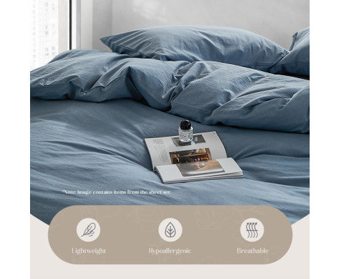 Cosy Club Duvet Cover Quilt Set King Flat Cover Pillow Case Grey Essential Blue Cosy Club