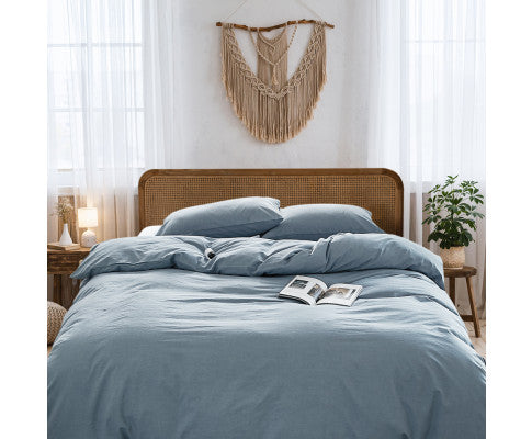 Cosy Club Duvet Cover Quilt Set King Flat Cover Pillow Case Grey Essential Blue Cosy Club