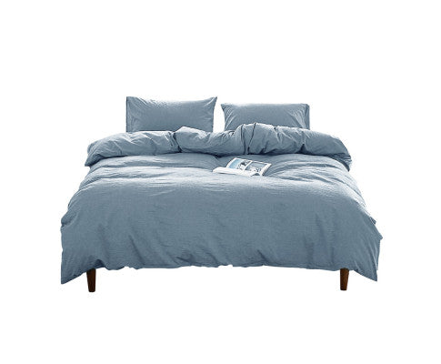 Cosy Club Duvet Cover Quilt Set King Flat Cover Pillow Case Grey Essential Blue Cosy Club