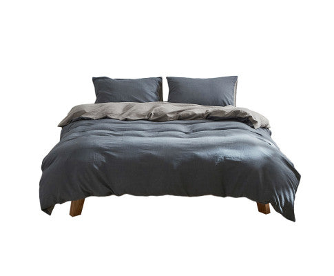 Cosy Club Quilt Cover Set Cotton Duvet - Dark Grey Cosy Club