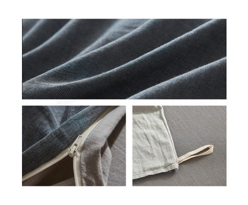 Cosy Club Quilt Cover Set Cotton Duvet - Dark Grey Cosy Club
