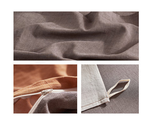 Cosy Club Quilt Cover Set Cotton Duvet - Orange Brown Cosy Club