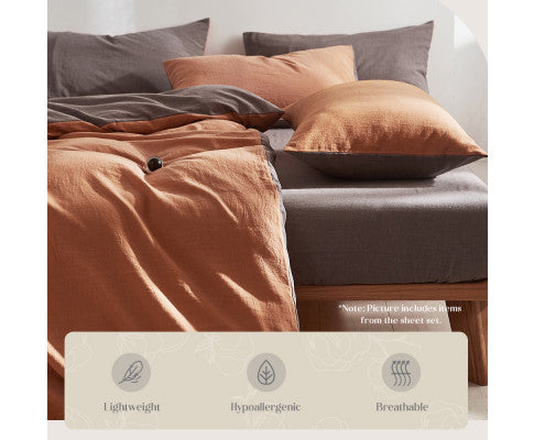 Cosy Club Quilt Cover Set Cotton Duvet - Orange Brown Cosy Club