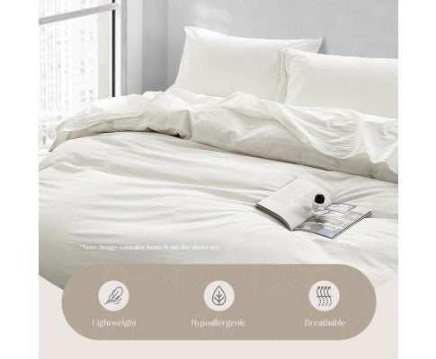 Cosy Club Duvet Cover Quilt Set King Flat Cover Pillow Case Essential White Cosy Club