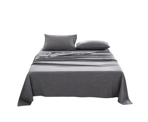 Cosy Club Sheet Set Bed Sheets Set - Flat Cover Pillow Case Black Essential Cosy Club