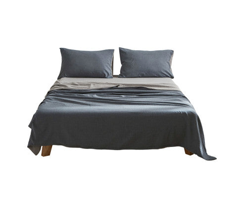 Cosy Club Sheet Set Cotton Sheets - Blue Dark Grey Cosy Club