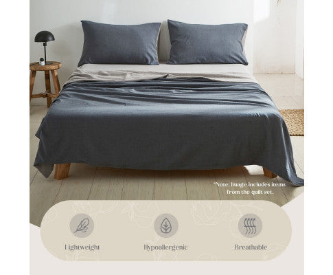 Cosy Club Sheet Set Cotton Sheets - Blue Dark Grey Cosy Club