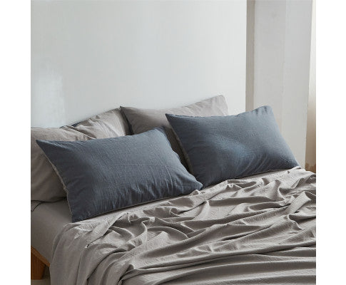 Cosy Club Sheet Set Cotton Sheets - Blue Dark Grey Cosy Club