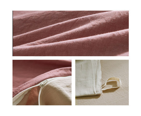Cosy Club Sheet Set Cotton Sheets - Red Beige Cosy Club