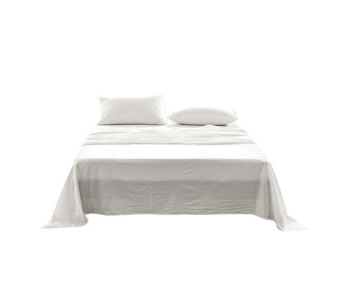 Cosy Club Sheet Set Bed Sheets Set - Flat Cover Pillow Case White Essential Cosy Club
