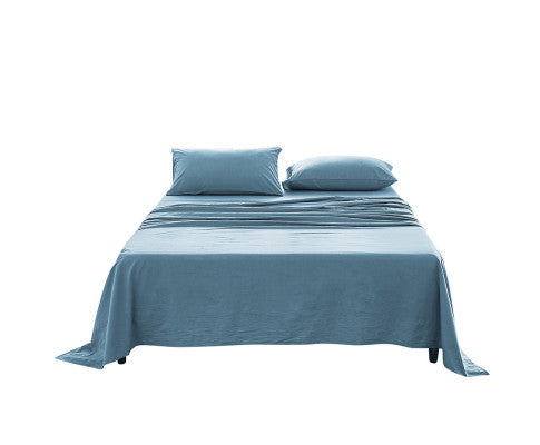Cosy Club Sheet Set Bed Sheets Set - Flat Cover Pillow Case Blue Essential Cosy Club