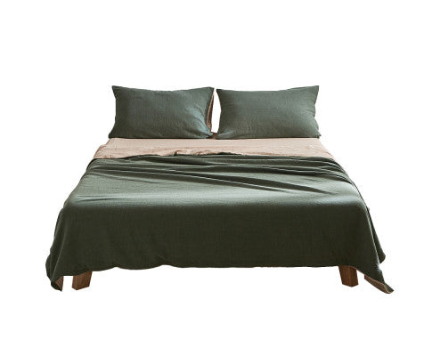 Cosy Club Sheet Set Cotton Sheets - Green Beige Cosy Club