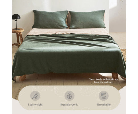 Cosy Club Sheet Set Cotton Sheets - Green Beige Cosy Club