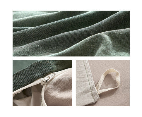 Cosy Club Sheet Set Cotton Sheets - Green Beige Cosy Club