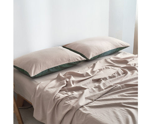 Cosy Club Sheet Set Cotton Sheets - Green Beige Cosy Club