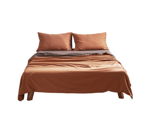 Cosy Club Sheet Set Cotton Sheets - Orange Brown Cosy Club