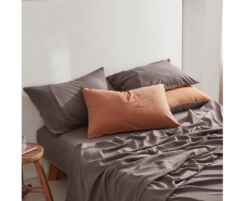 Cosy Club Sheet Set Cotton Sheets - Orange Brown Cosy Club