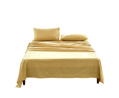 Cosy Club Sheet Set Bed Sheets Set - Flat Cover Pillow Case Yellow Essential Cosy Club