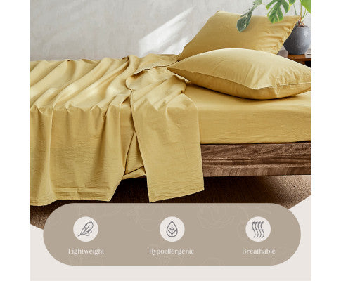 Cosy Club Sheet Set Bed Sheets Set - Flat Cover Pillow Case Yellow Essential Cosy Club