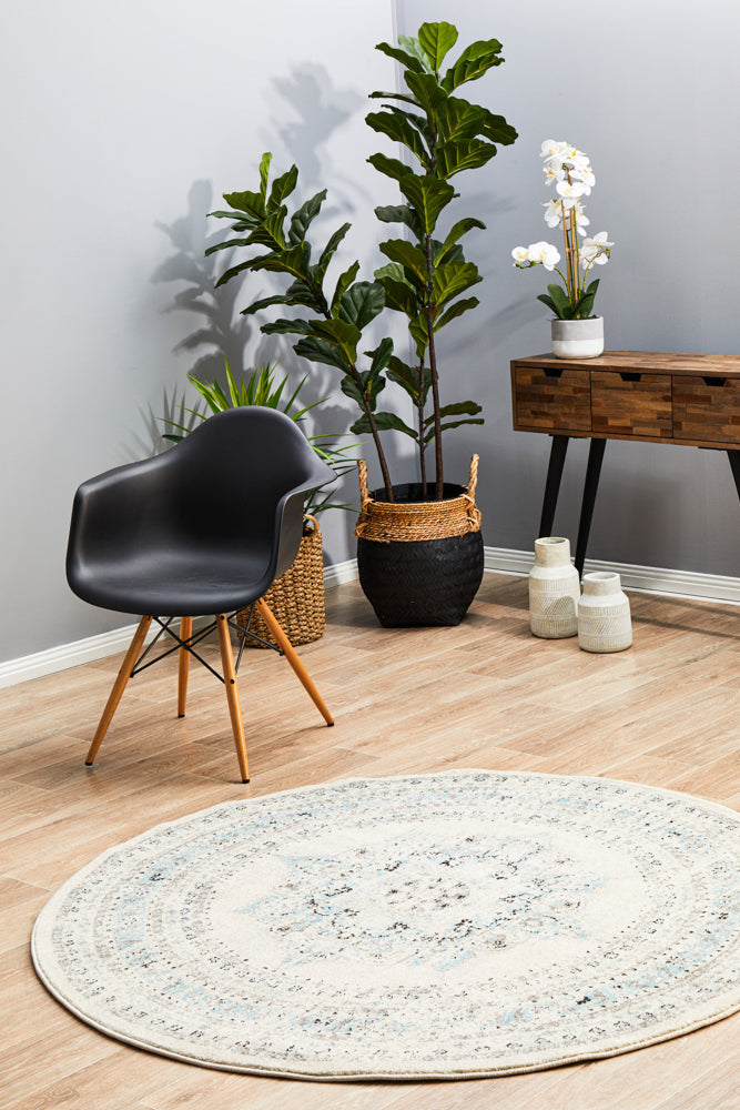 Century 922 White Round Rug Rug Culture