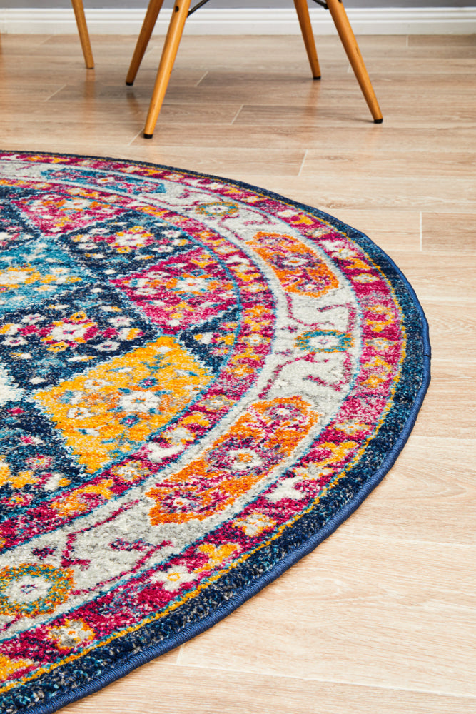 Century 933 Navy Round Rug Rug Culture