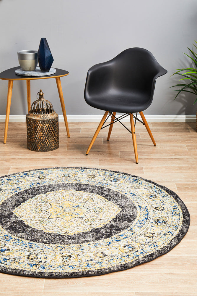 Century 955 Charcoal Round Rug Rug Culture