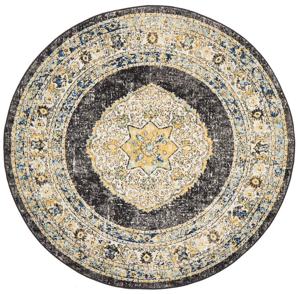 Century 955 Charcoal Round Rug Rug Culture