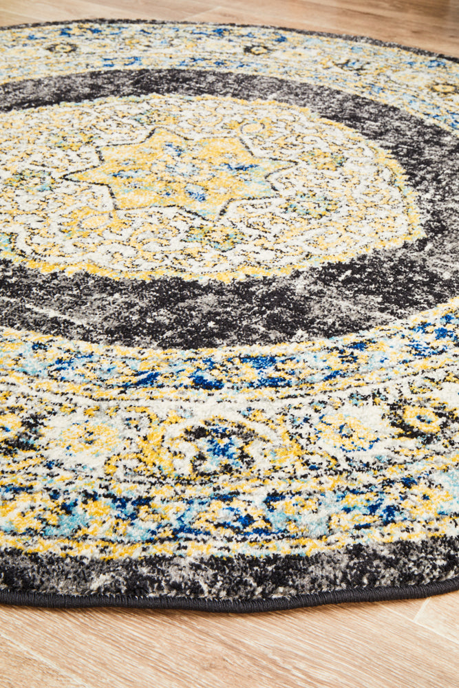 Century 955 Charcoal Round Rug Rug Culture