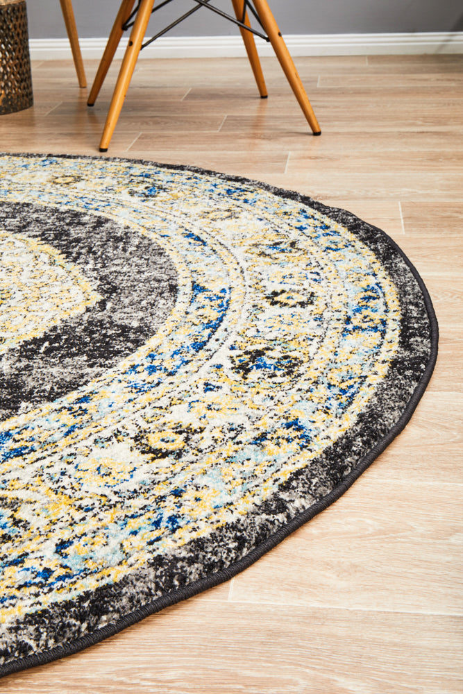 Century 955 Charcoal Round Rug Rug Culture