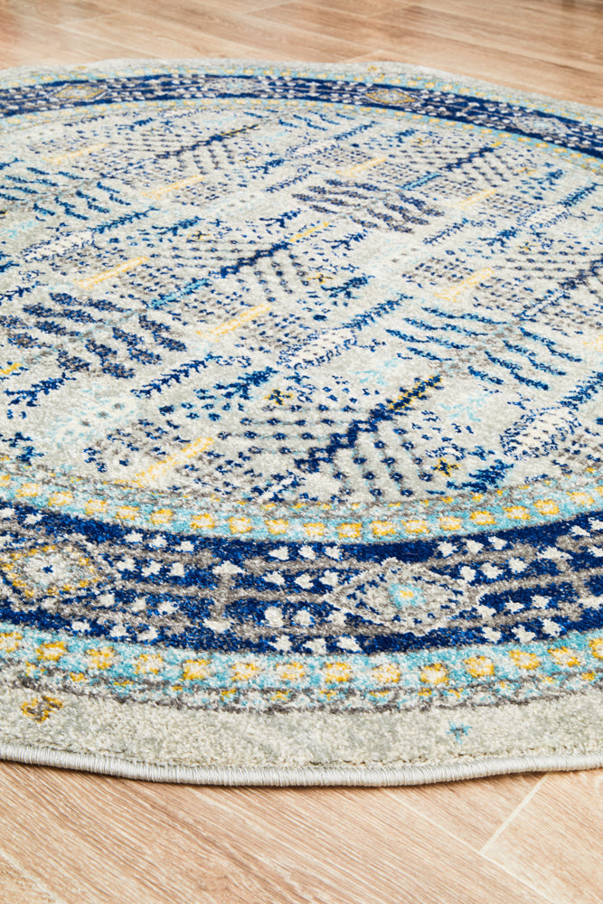 Century 988 Blue Round Rug Rug Culture