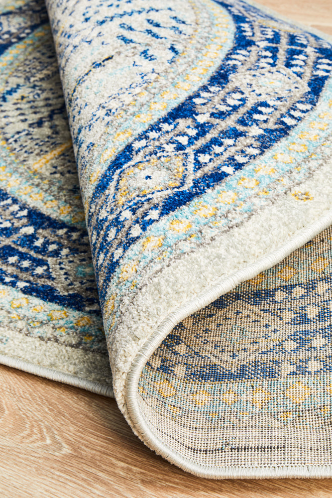 Century 988 Blue Round Rug Rug Culture