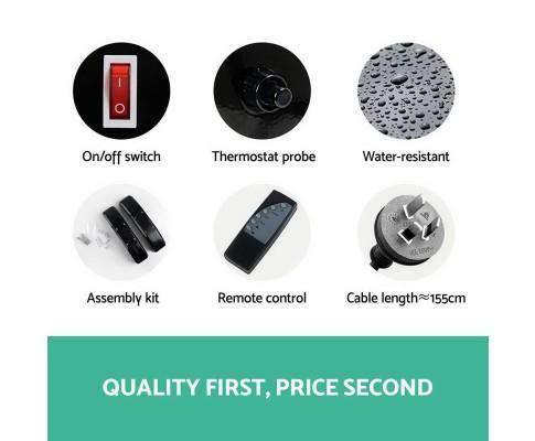 2000W Portable Electric Panel Heater - Black Glass Devanti