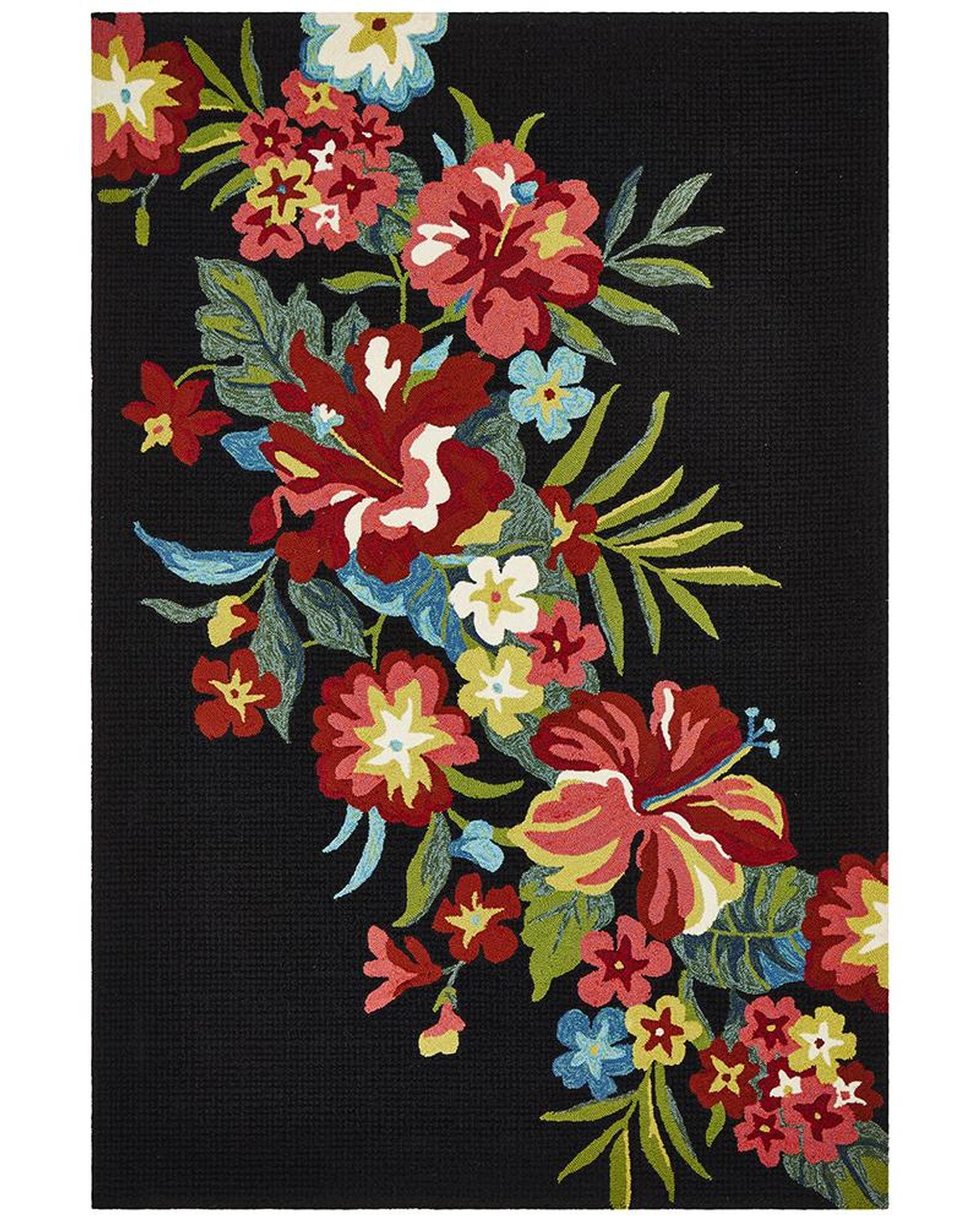 Copacabana Kelsey Bouquet Black Indoor Outdoor Rug Rug Culture