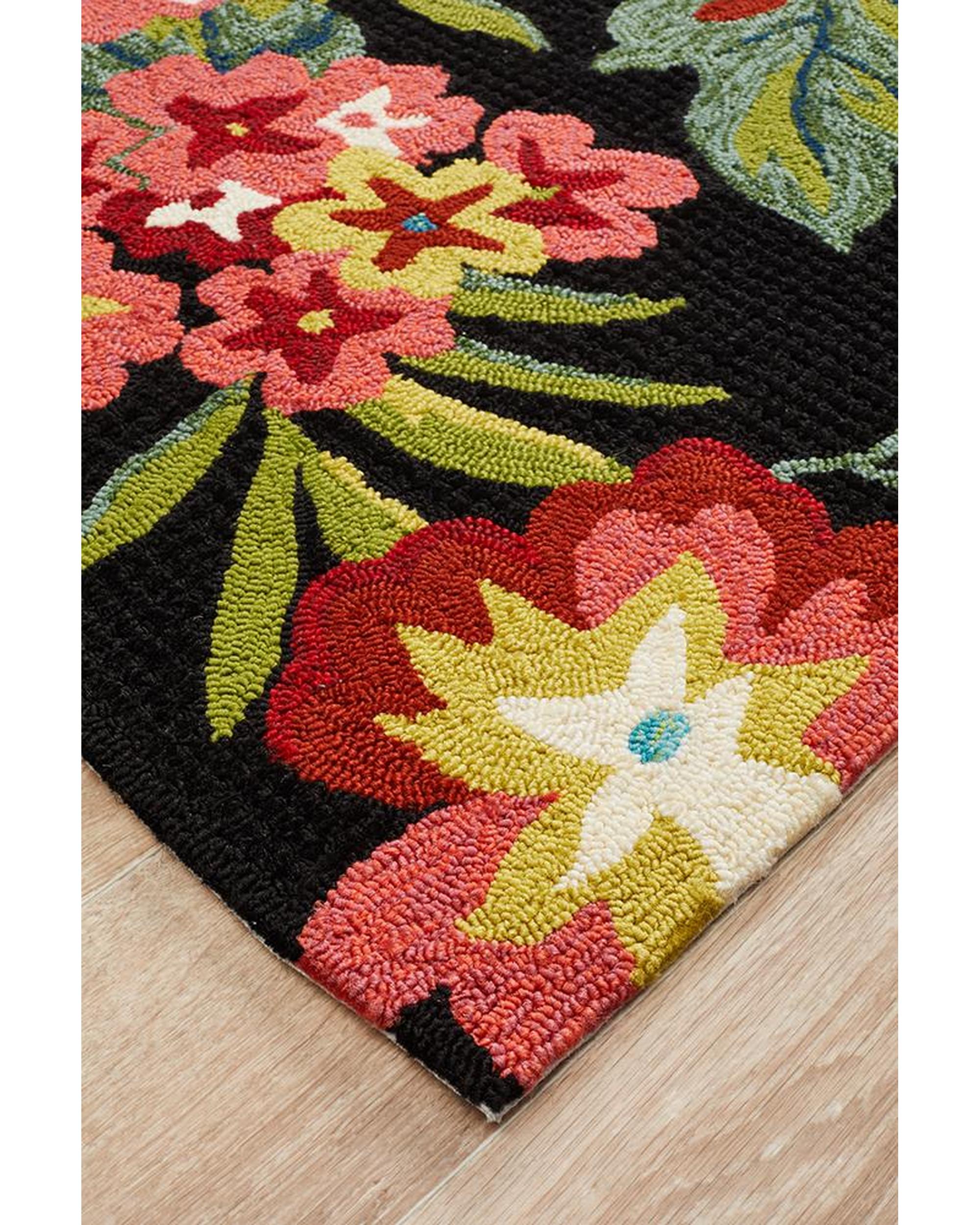 Copacabana Kelsey Bouquet Black Indoor Outdoor Rug Rug Culture