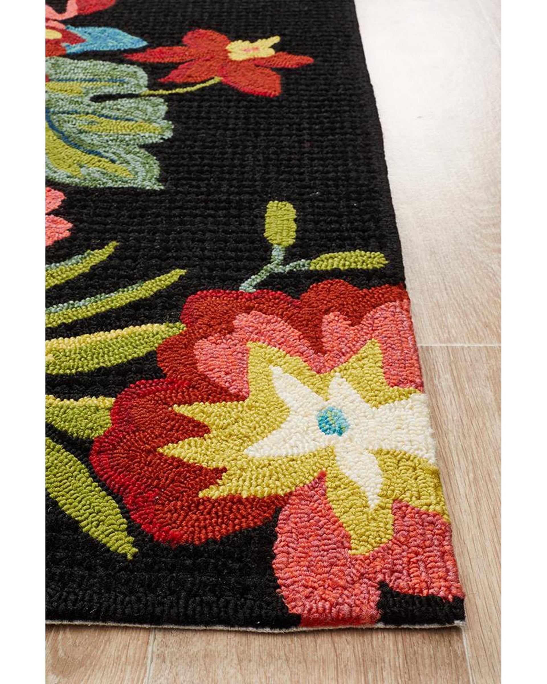 Copacabana Kelsey Bouquet Black Indoor Outdoor Rug Rug Culture