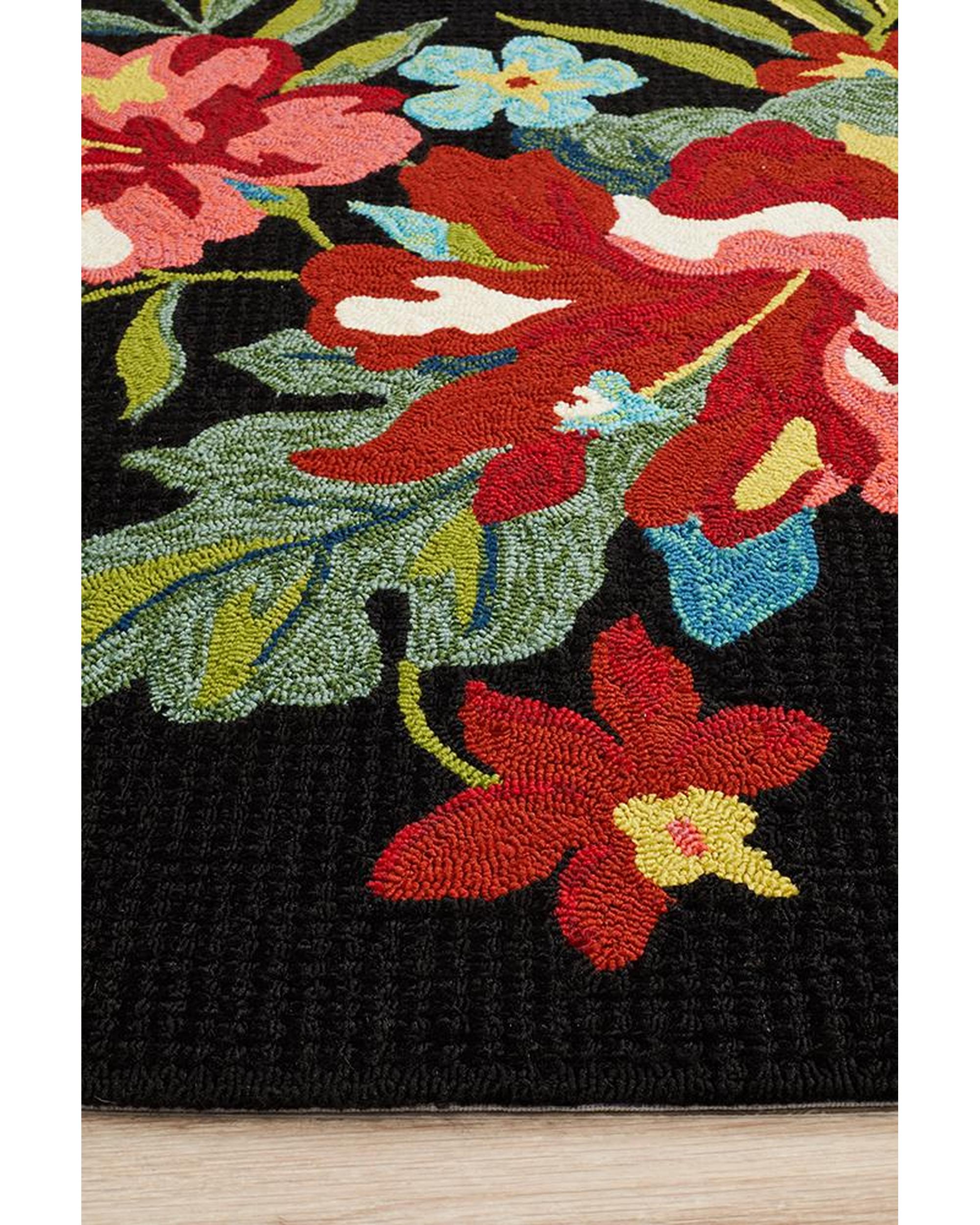 Copacabana Kelsey Bouquet Black Indoor Outdoor Rug Rug Culture