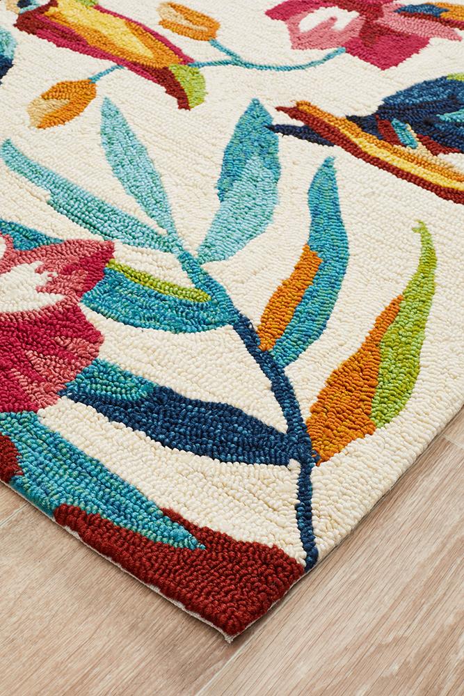 Copacabana Toucan Tropical Indoor Outdoor Rug Cream Rug Culture