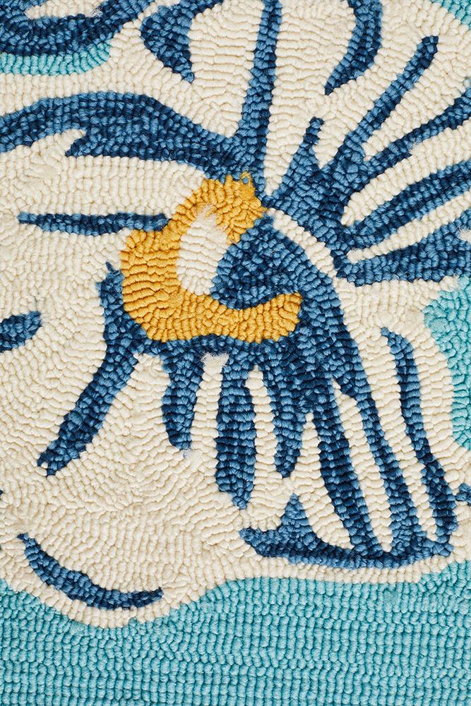 Copacabana Whimsical Blue Floral Indoor Outdoor Rug Rug Culture